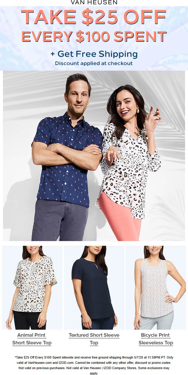 25 off every 100 at IZOD & Van Heusen vanheusen The Coupons App®