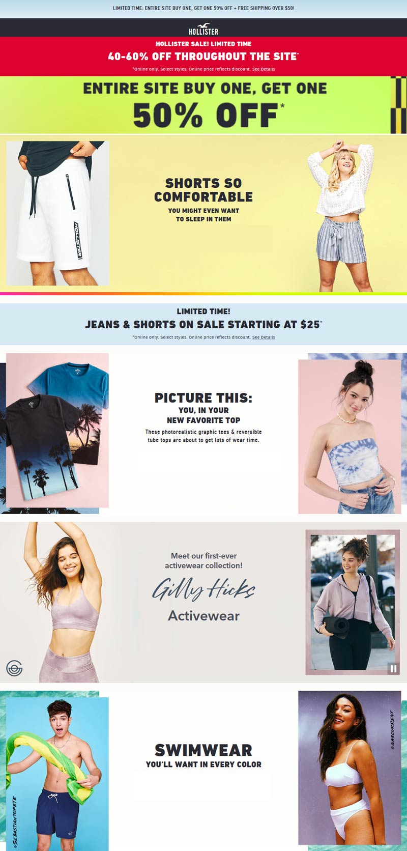 Hollister stores Coupon  Second item 50% off & more at Hollister #hollister