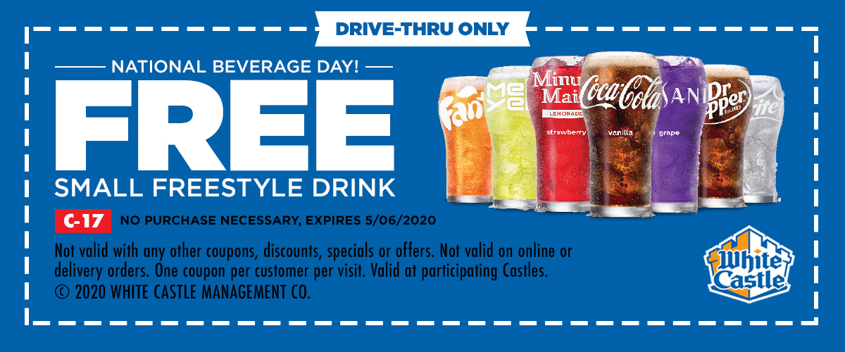 White Castle restaurants Coupon  Free drink today at White Castle #whitecastle