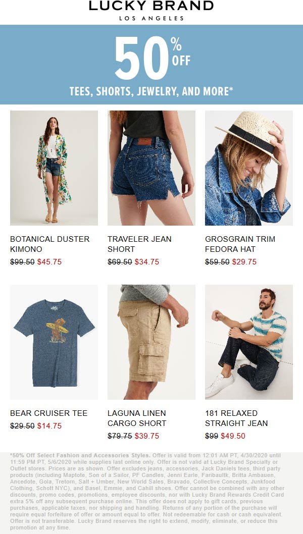 50 off today at Lucky Brand luckybrand The Coupons App®