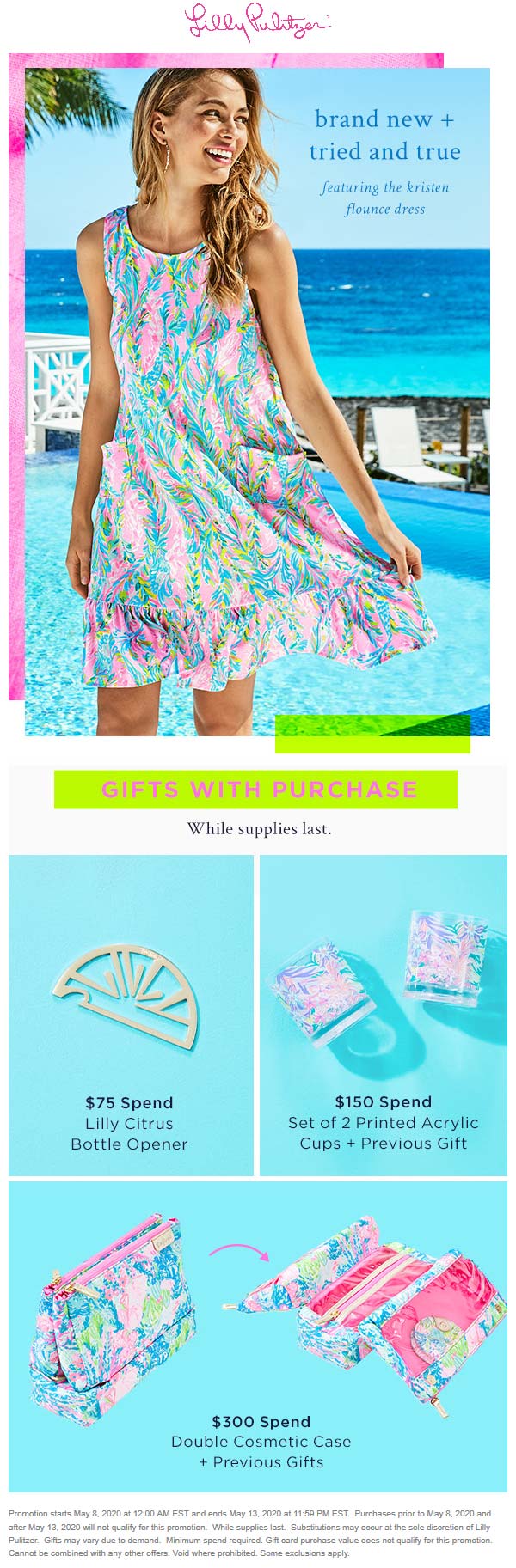 Lilly Pulitzer stores Coupon  Bottle opener, cups & case free on $75+ spent at Lilly Pulitzer #lillypulitzer