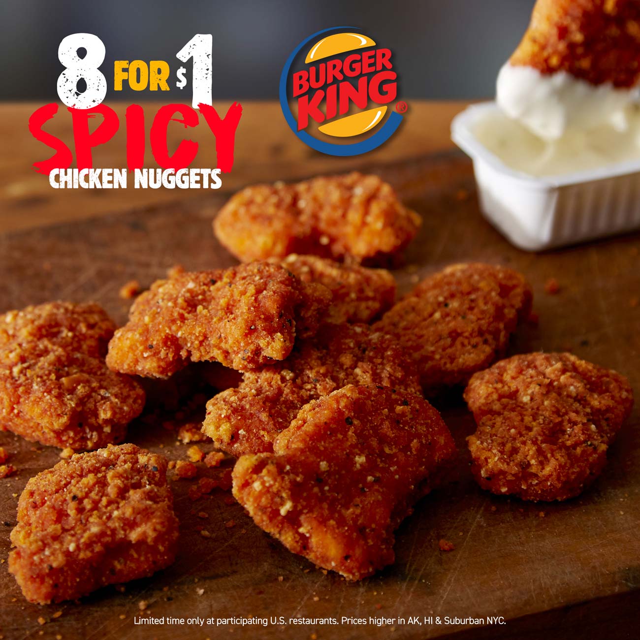 Burger King restaurants Coupon  8pc spicy chicken nuggets for $1 at Burger King #burgerking