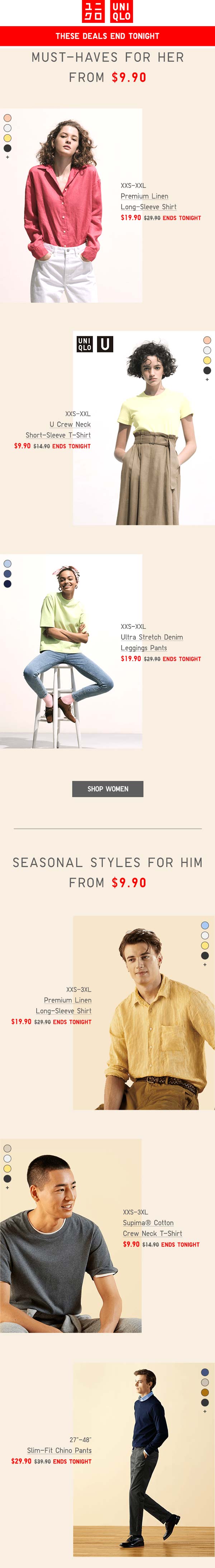 20 linen long sleeves & more today at Uniqlo uniqlo The Coupons App®