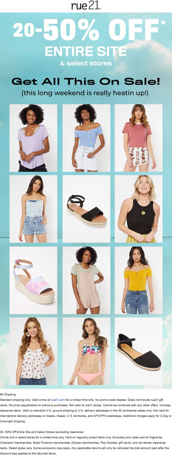 rue21 stores Coupon  20-50% off at rue21, ditto online #rue21