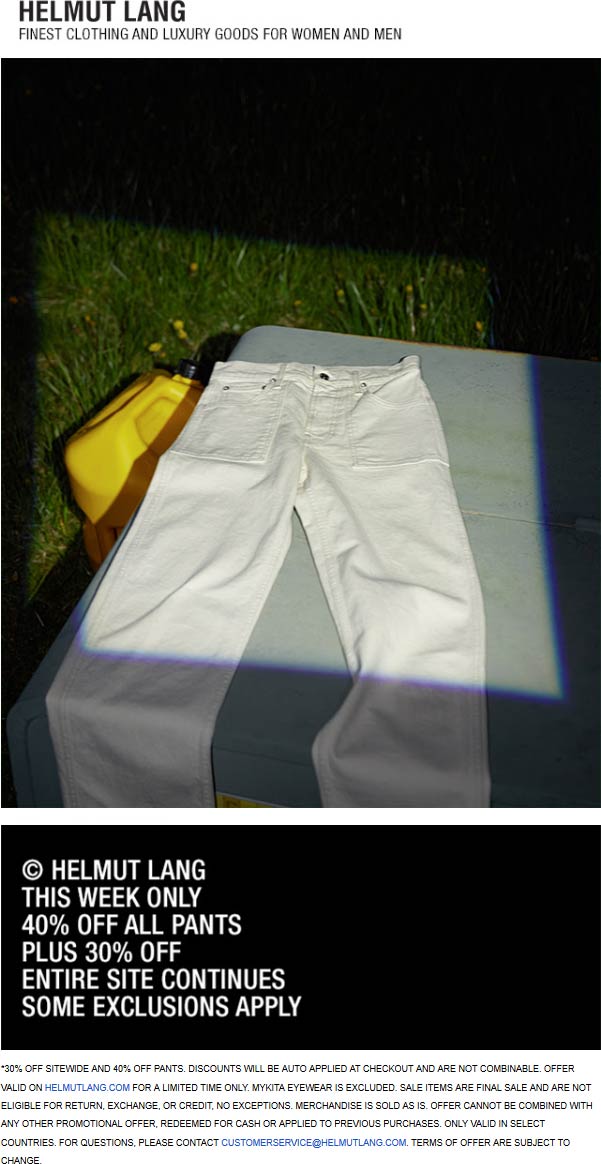 30 Off Everything More At Helmut Lang helmutlang The Coupons App 