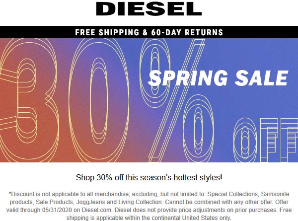 Diesel stores Coupon  30% off at Diesel #diesel