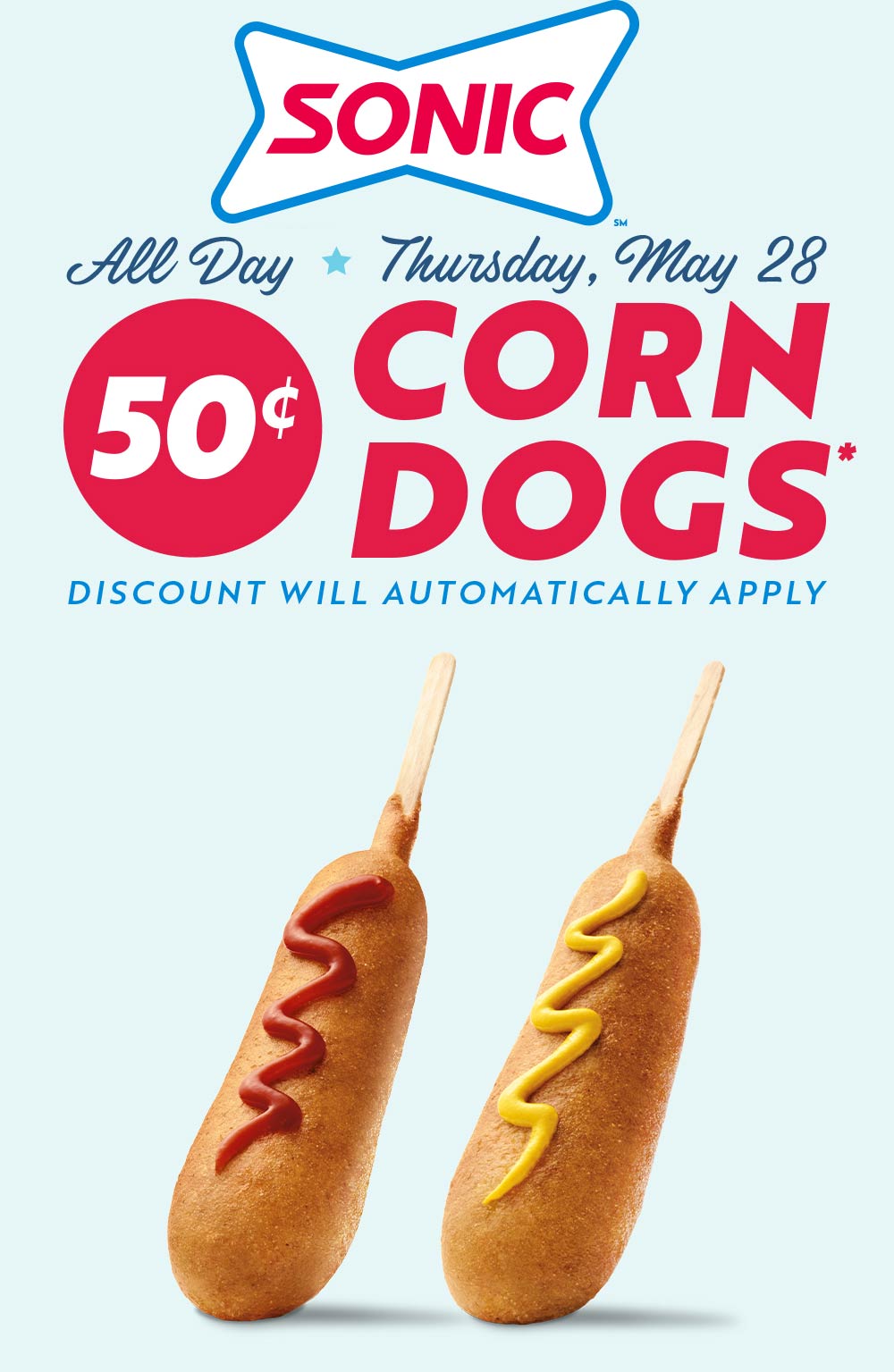 Sonic Drive-In restaurants Coupon  .50 cent corn dogs today at Sonic Drive-In restaurants #sonicdrivein
