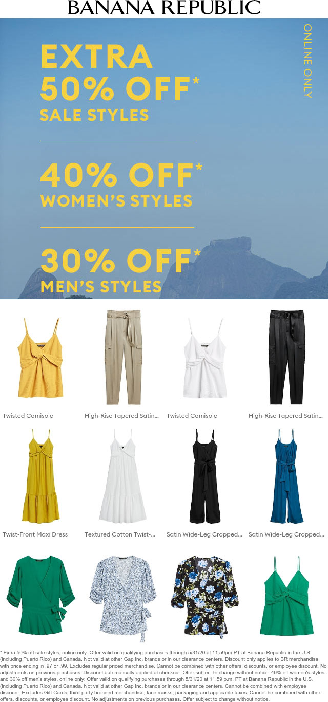 Banana Republic stores Coupon  Extra 50% off sale items & more at Banana Republic #bananarepublic
