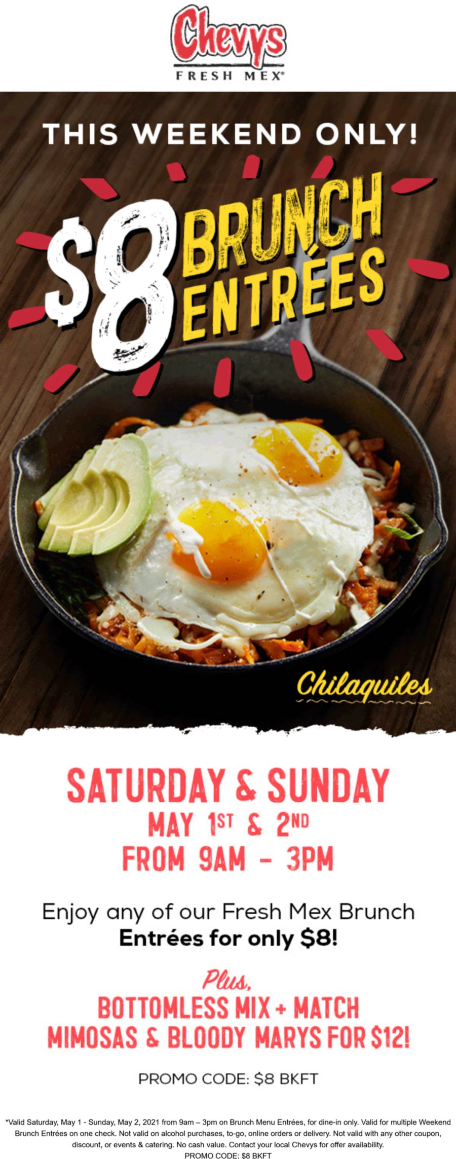 Chevys restaurants Coupon  $8 brunch entrees at Chevys Fresh Mex restaurants #chevys 