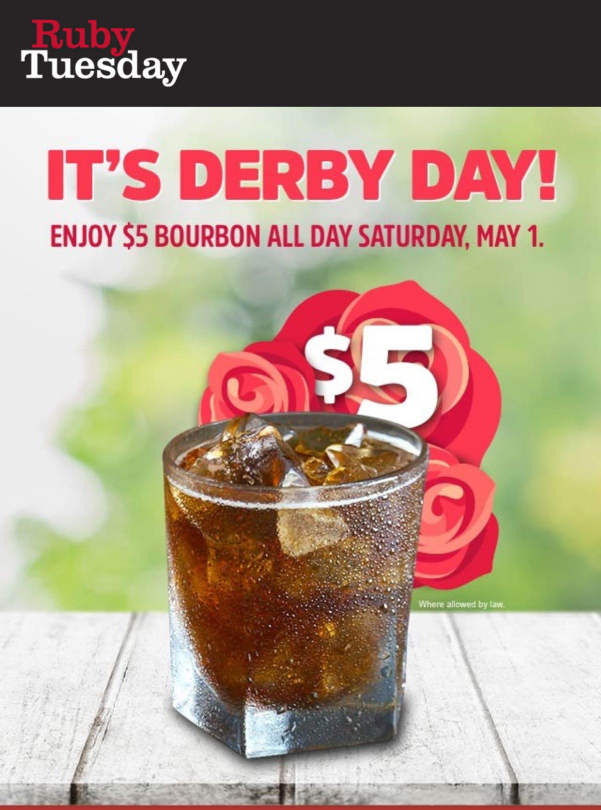 Ruby Tuesday restaurants Coupon  $5 bourbon today at Ruby Tuesday restaurants #rubytuesday 