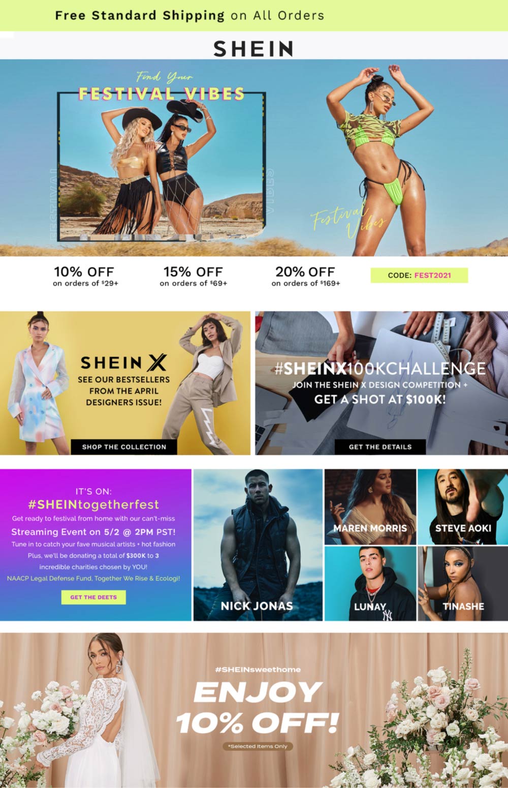 1020 off at SHEIN via promo code FEST2021 shein The Coupons App®