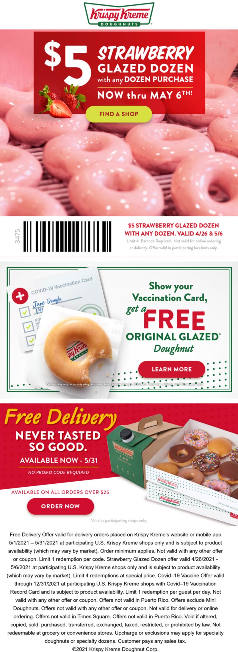 5 strawberry glazed dozen with your dozen at Krispy Kreme doughnuts 