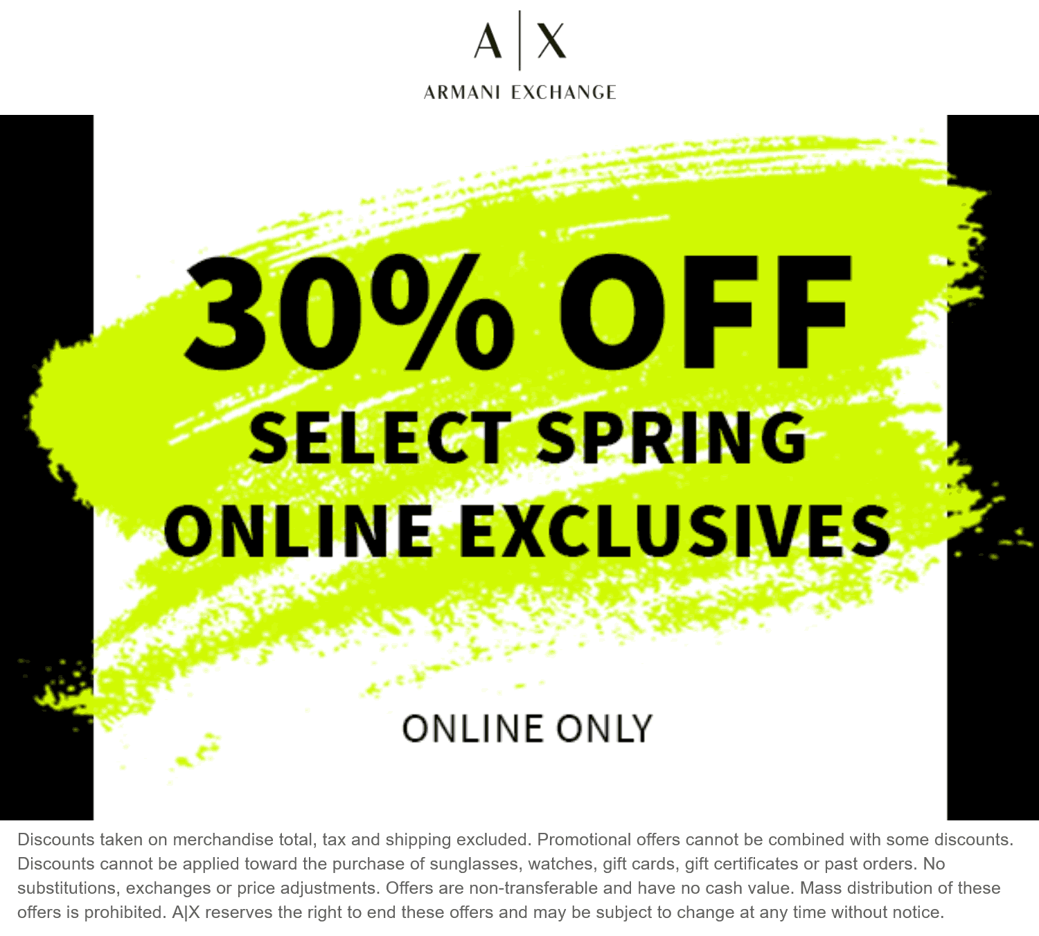 Armani Exchange stores Coupon  30% off Spring online at Armani Exchange #armaniexchange 