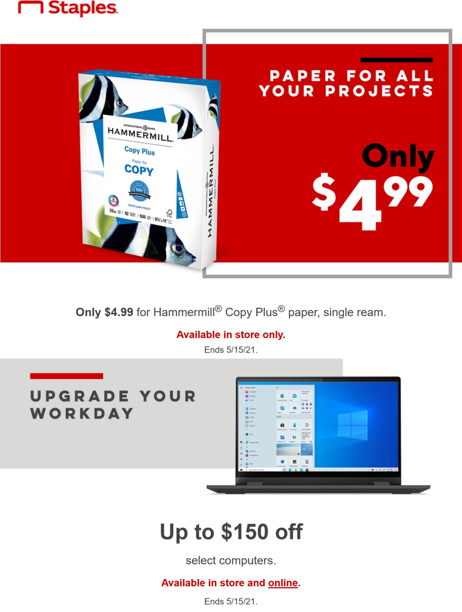 Staples stores Coupon  $5 paper reams at Staples #staples 