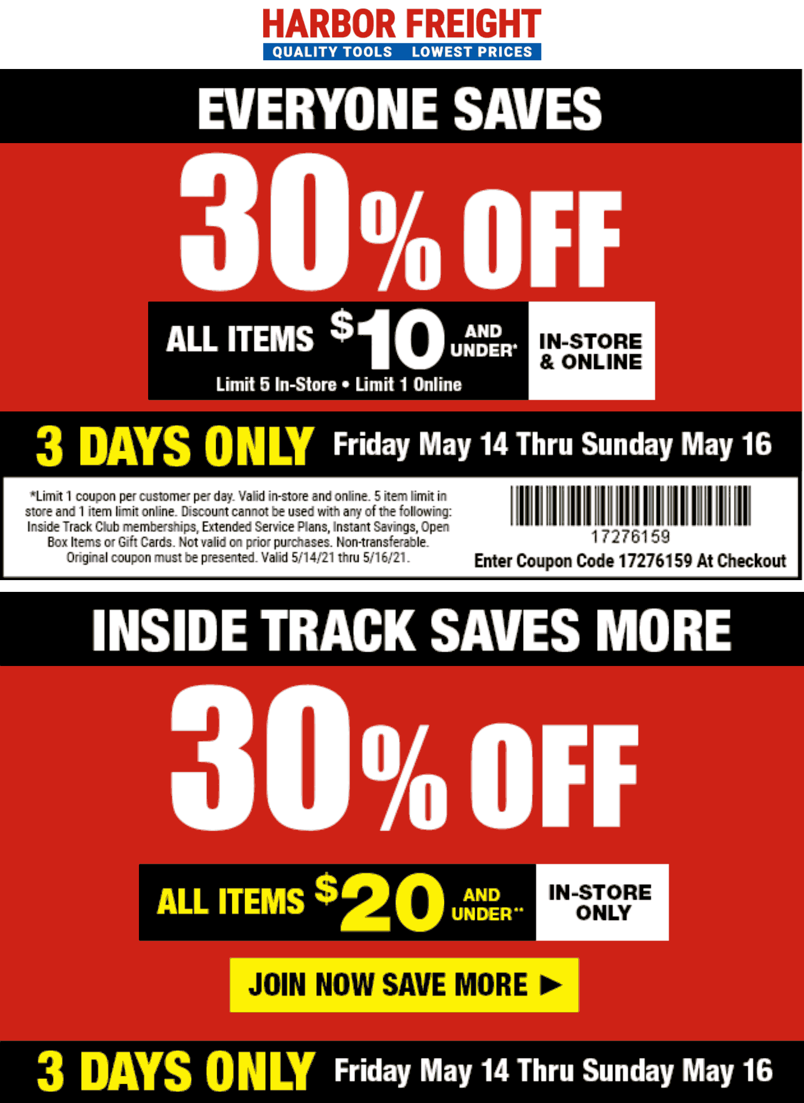 30 Off At Harbor Freight Tools Or Online Via Promo Code 1726159 30 Off At Harbor Freight Tools Or Online Via Promo Code 1726159