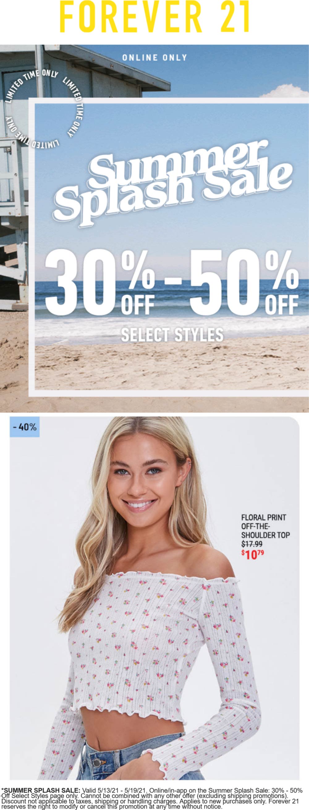 Forever 21 stores Coupon  30-50% off Summer online at Forever 21 #forever21 