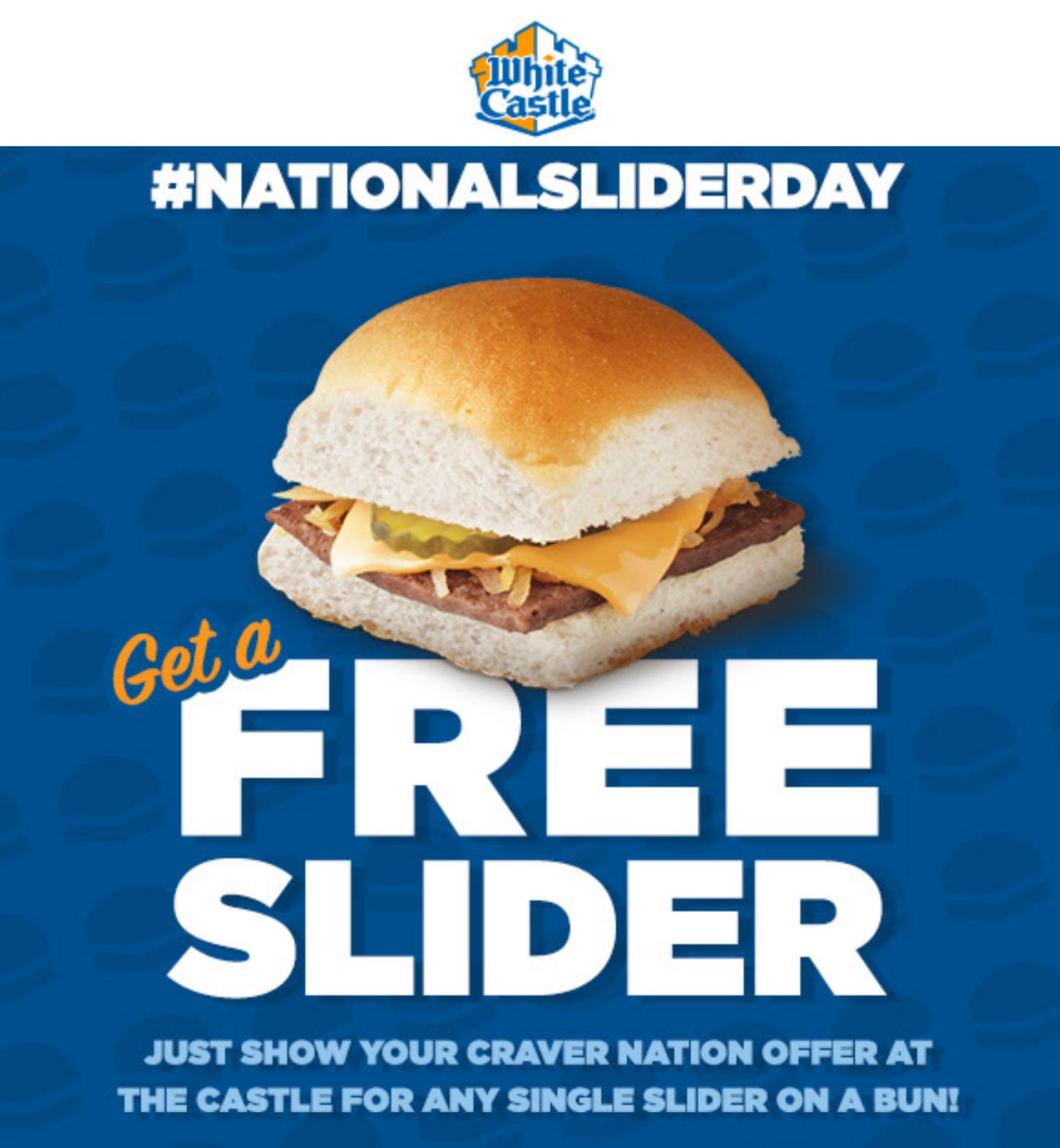 Free slider cheeseburger today at White Castle #whitecastle The
