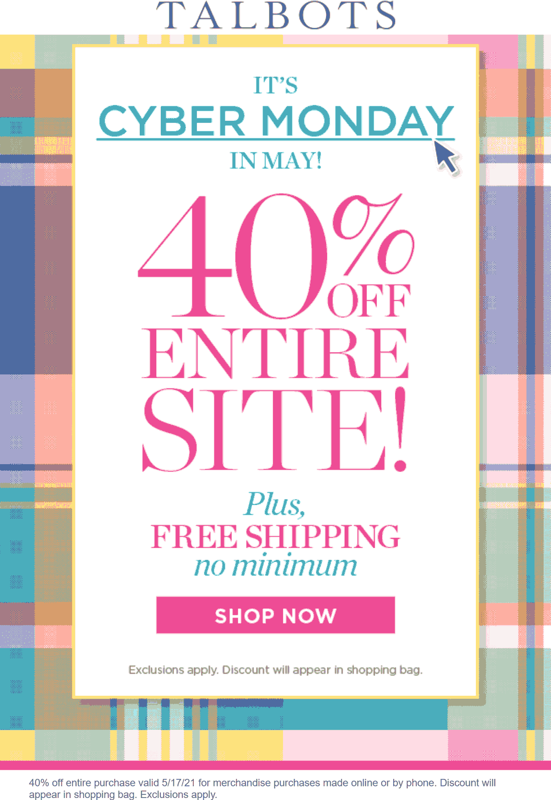 40 off everything & free shipping online today at Talbots talbots