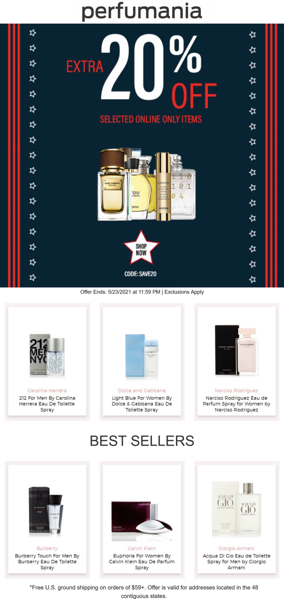 Perfumania stores Coupon  Extra 20% off various fragrances online at Perfumania via promo code SAVE20 #perfumania 