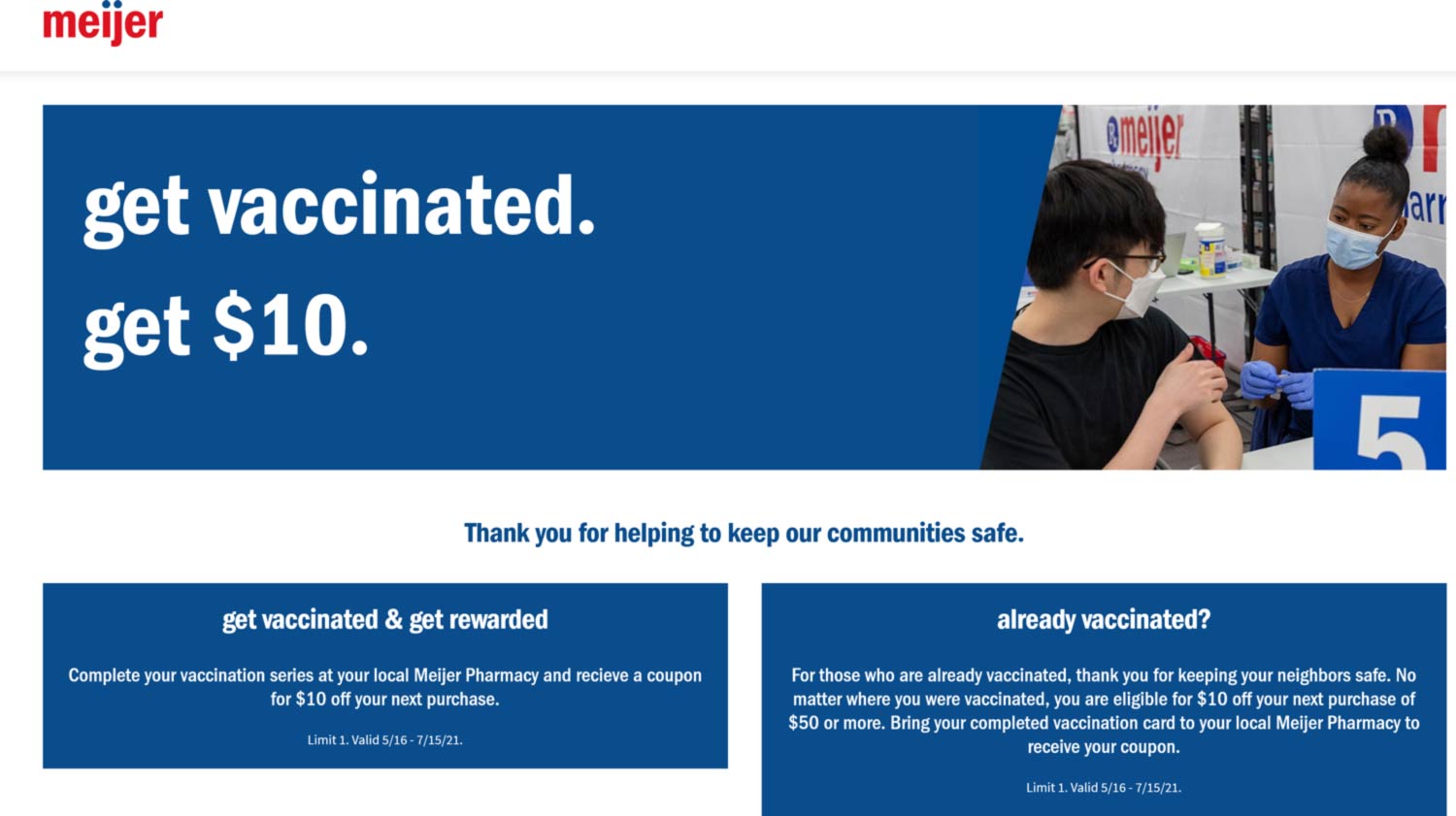 Meijer stores Coupon  $10 off $50 with vaccine card at Meijer #meijer 