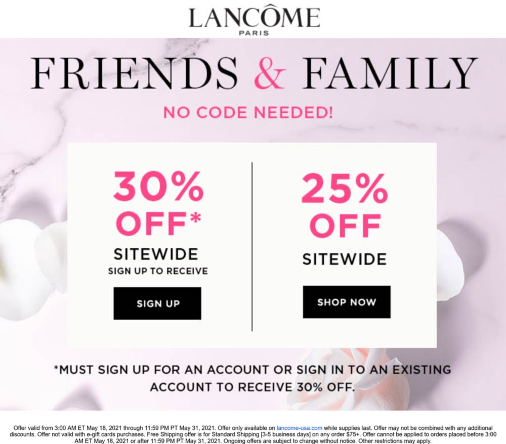 Lancome stores Coupon  25-30% off everything online at Lancome cosmetics #lancome 