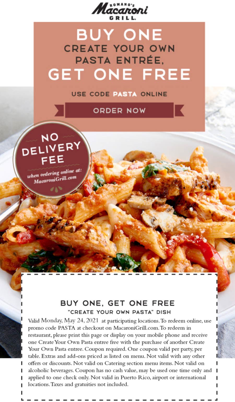 Macaroni Grill restaurants Coupon  Second pasta entree free today at Macaroni Grill #macaronigrill 
