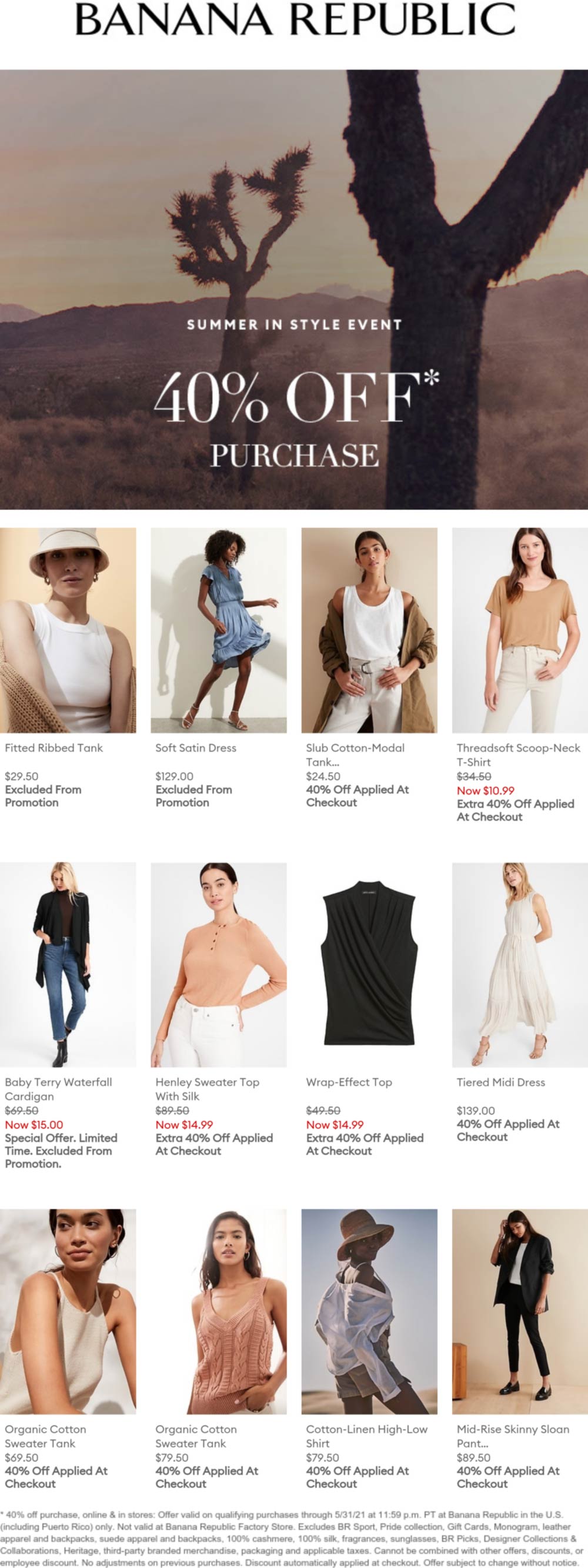 Banana Republic stores Coupon  40% off at Banana Republic, ditto online #bananarepublic 