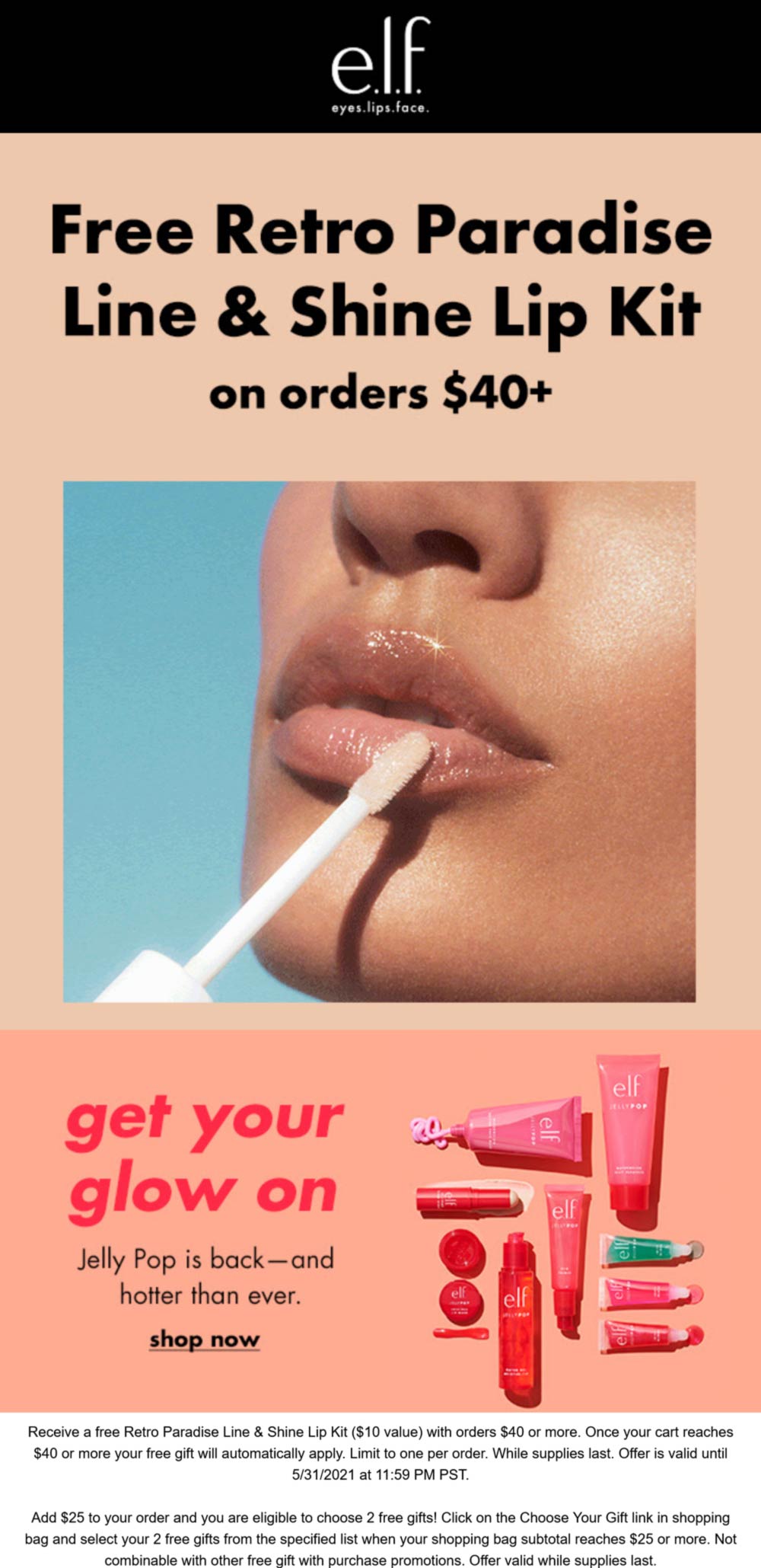 e.l.f. Cosmetics stores Coupon  Free lip kit on $40 spent at e.l.f. Cosmetics #elfcosmetics 