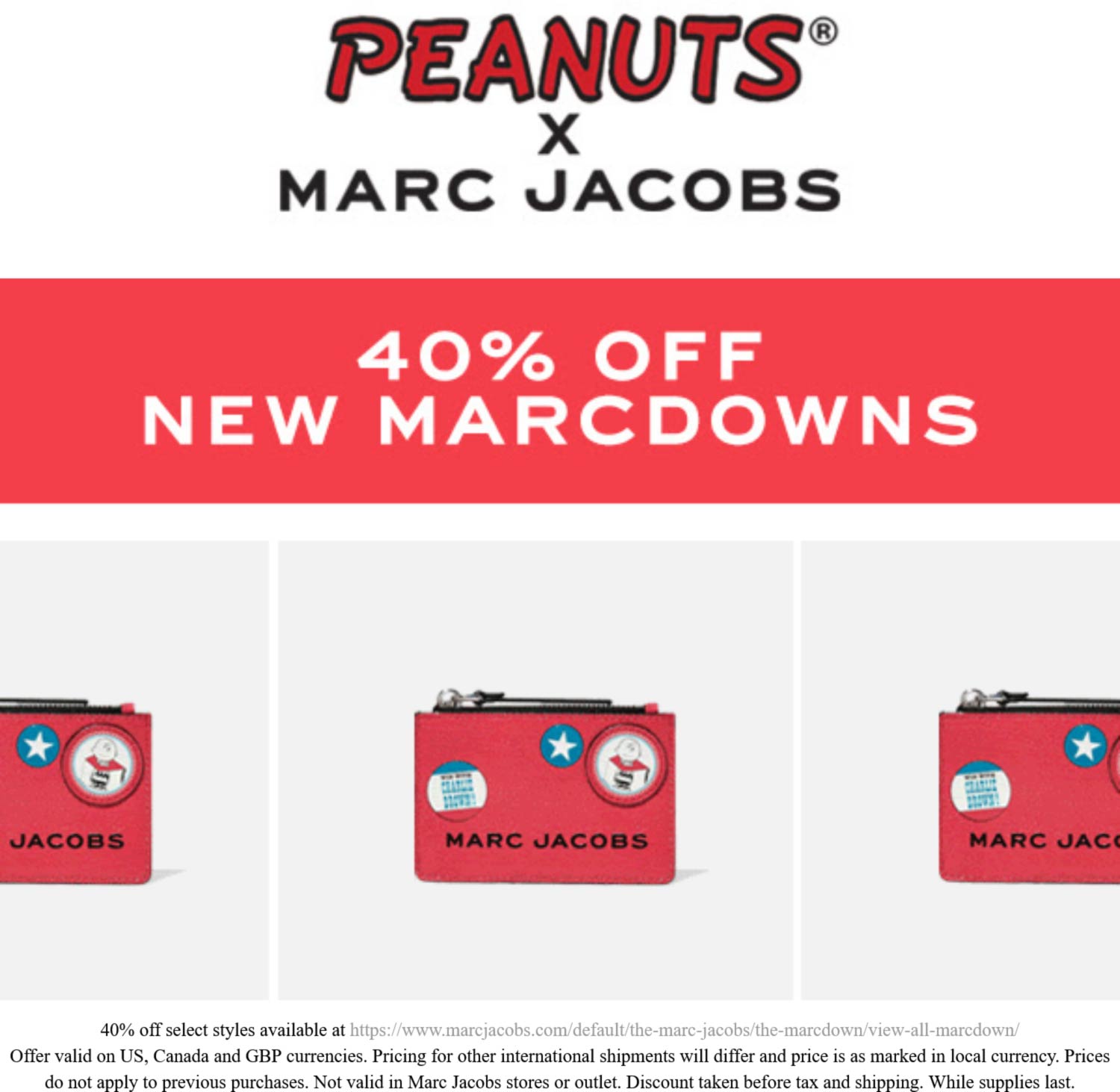 40 off new markdowns online at Marc Jacobs marcjacobs The Coupons App®