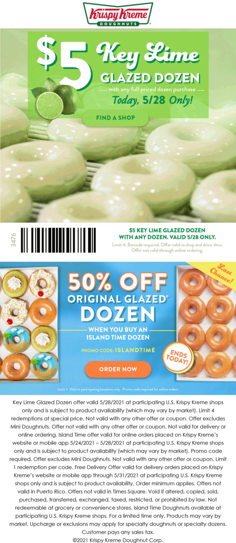 Krispy Kreme restaurants Coupon  $5 key lime dozen doughnuts today at Krispy Kreme #krispykreme 