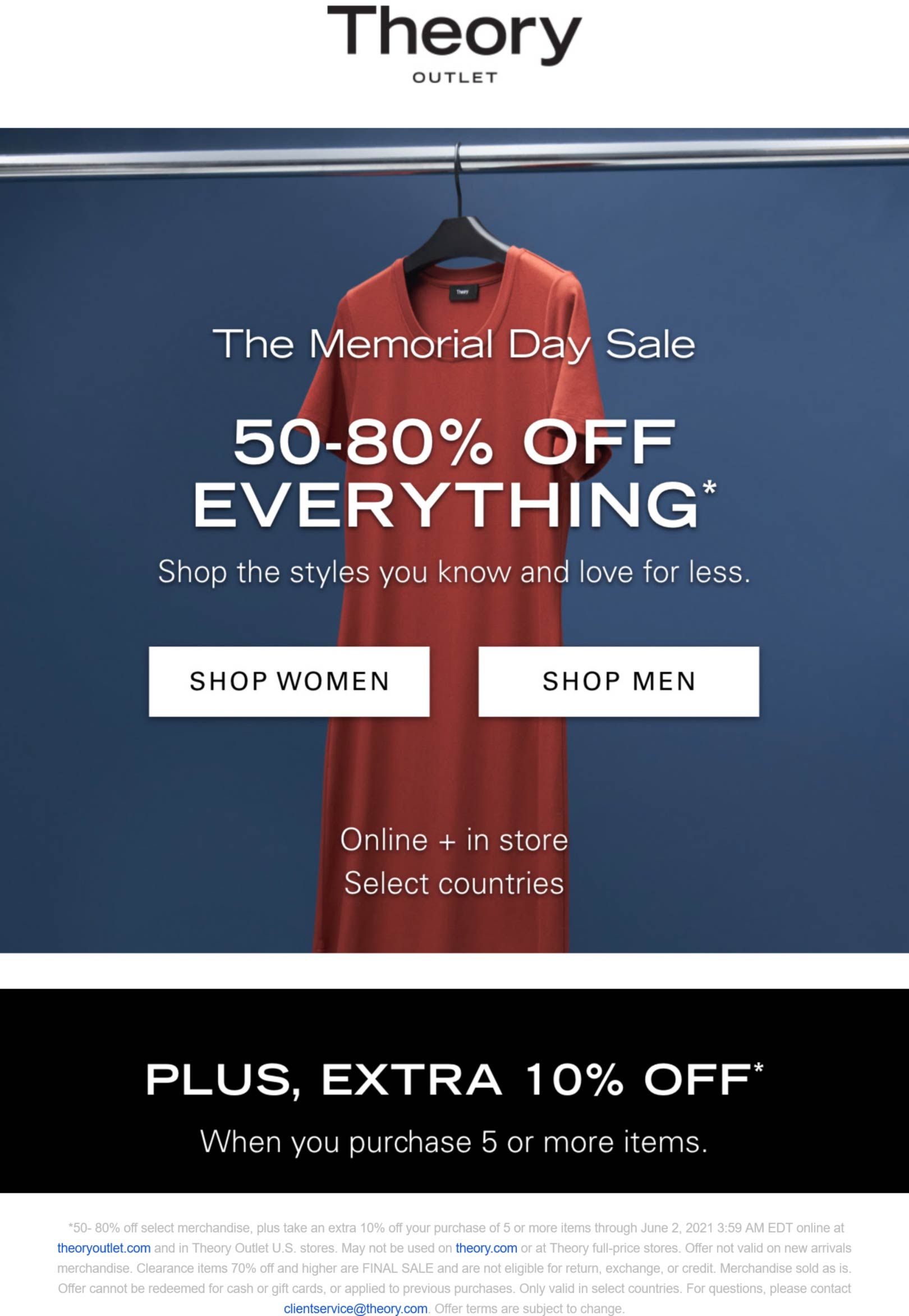 Theory Outlet stores Coupon  50-90% off everything at Theory Outlet, ditto online #theoryoutlet 