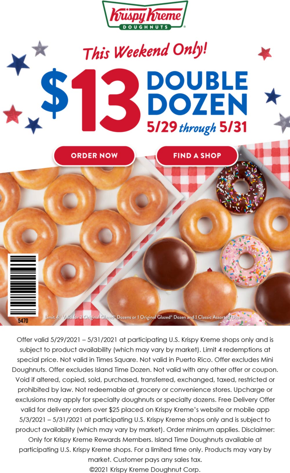 Krispy Kreme restaurants Coupon  $13 double dozen doughnuts today at Krispy Kreme #krispykreme 