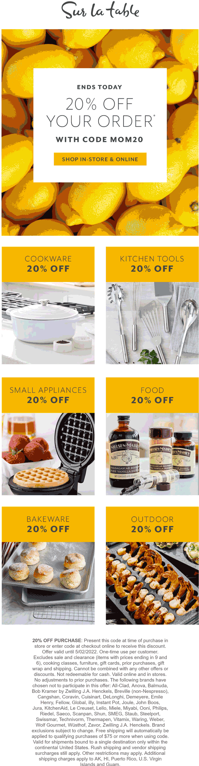 Sur La Table coupons & promo code for [December 2022]
