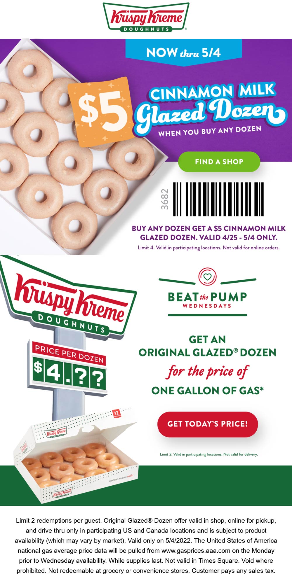Krispy Kreme restaurants Coupon  $4.19 dozen glazed doughnuts & more today at Krispy Kreme #krispykreme 