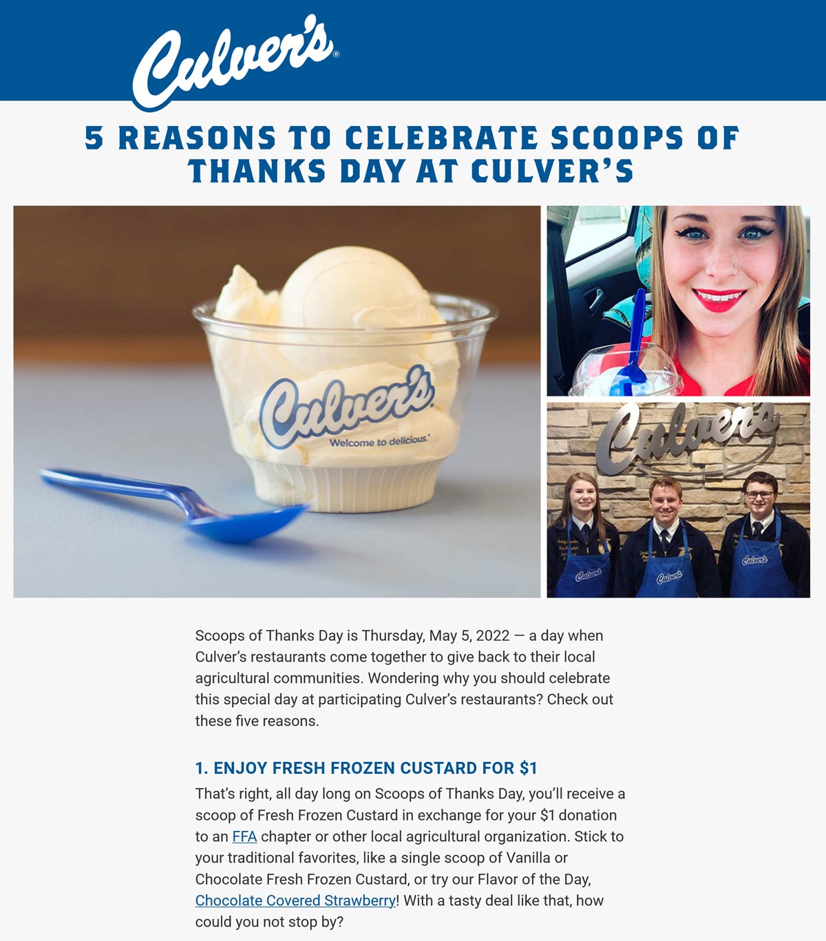Culvers restaurants Coupon  $1 scoops of frozen custard today at Culvers restaurants #culvers 