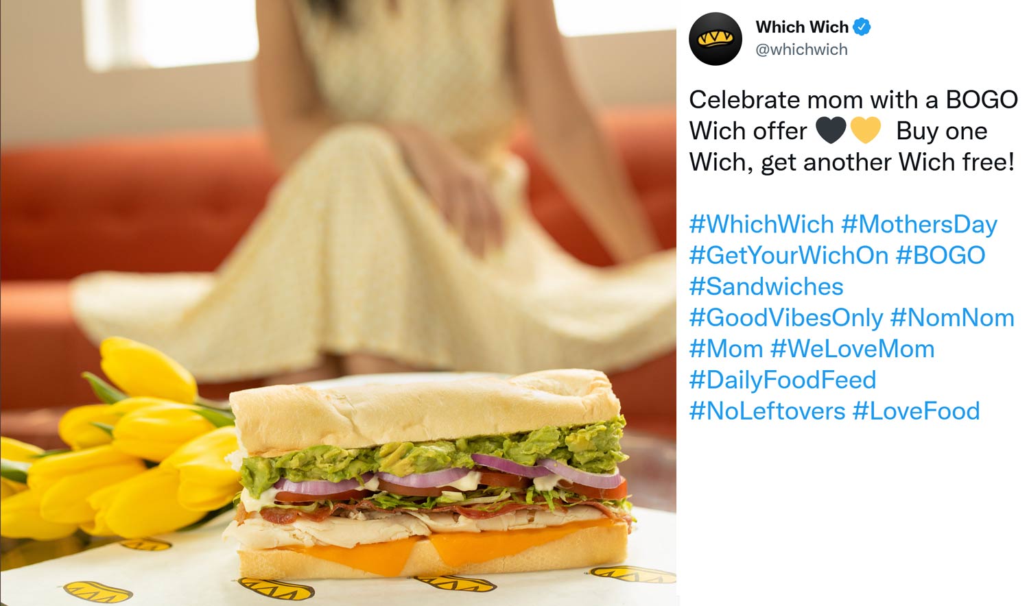 Which Wich restaurants Coupon  Second sandwich free for mom today at Which Wich #whichwich 