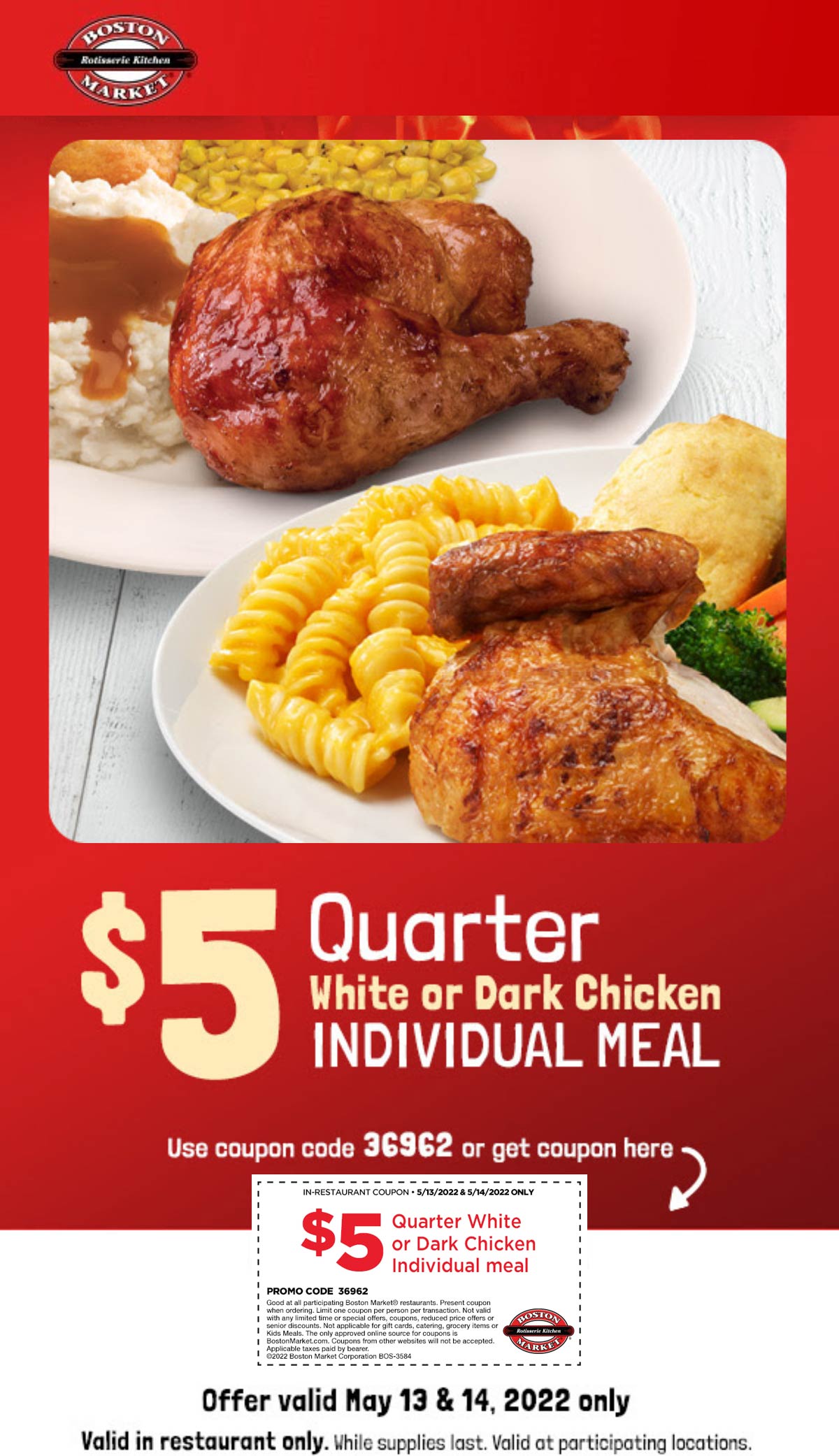 Boston Market coupons & promo code for [August 2022]