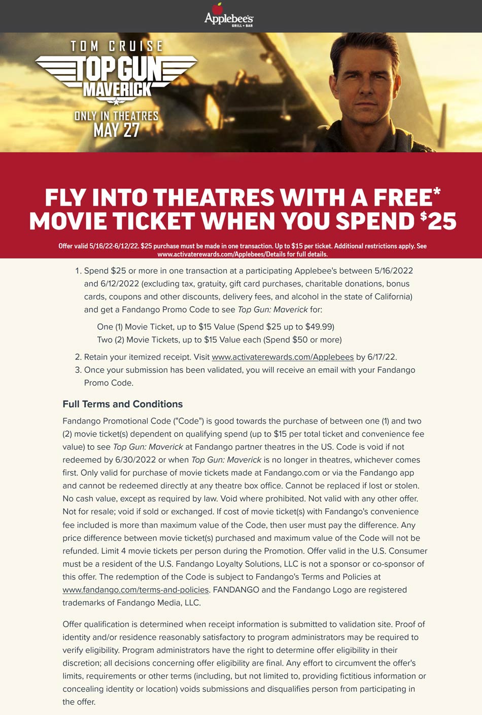 Applebees restaurants Coupon  Free movie ticket on $25 at Applebees restaurants #applebees 