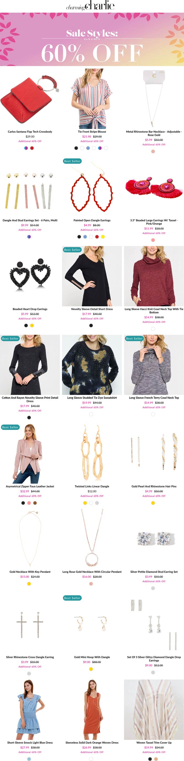 Charming Charlie stores Coupon  Extra 60% off sale items at Charming Charlie #charmingcharlie 