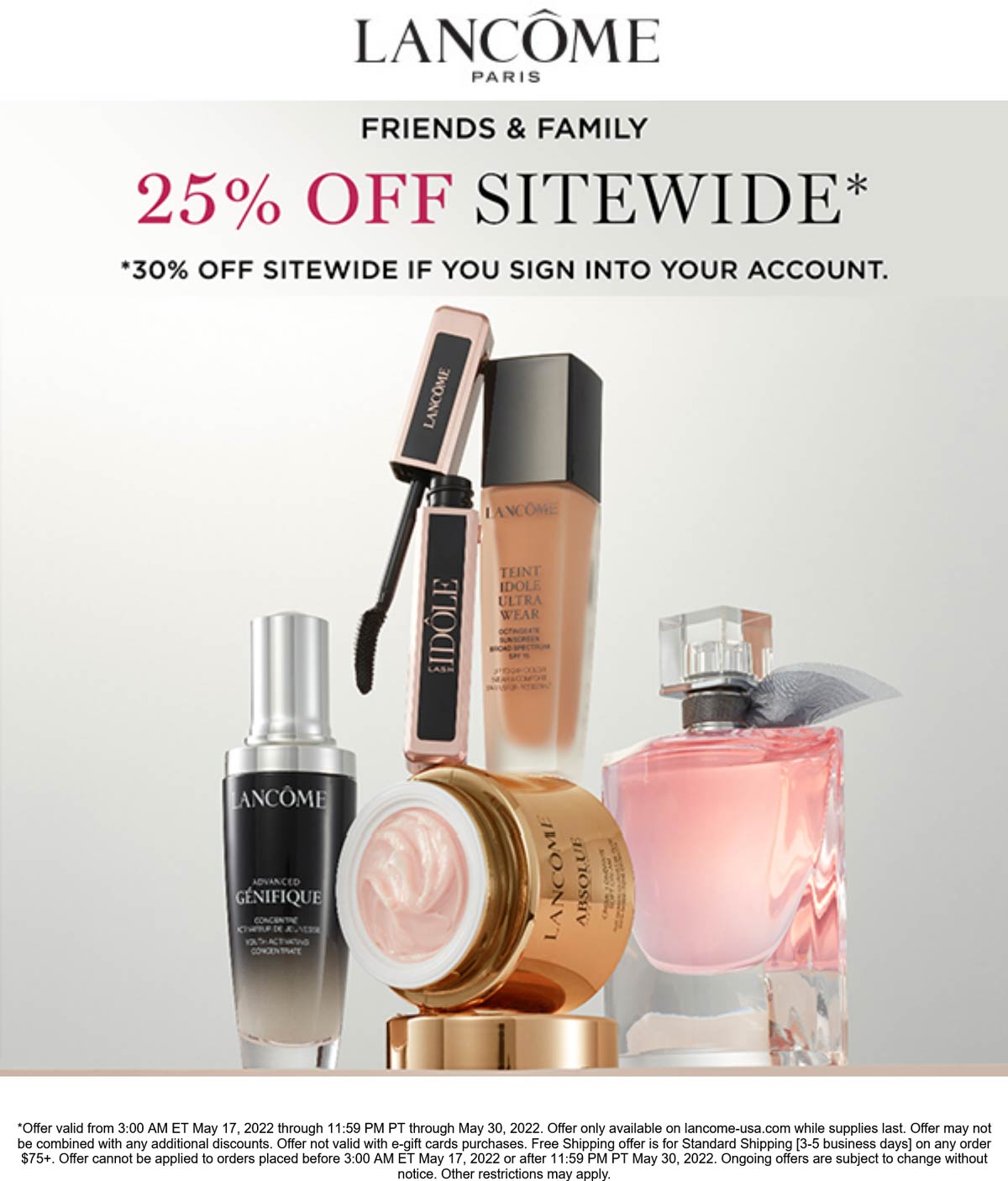 Lancome stores Coupon  25% off everything online logged in at Lancome cosmetics #lancome 