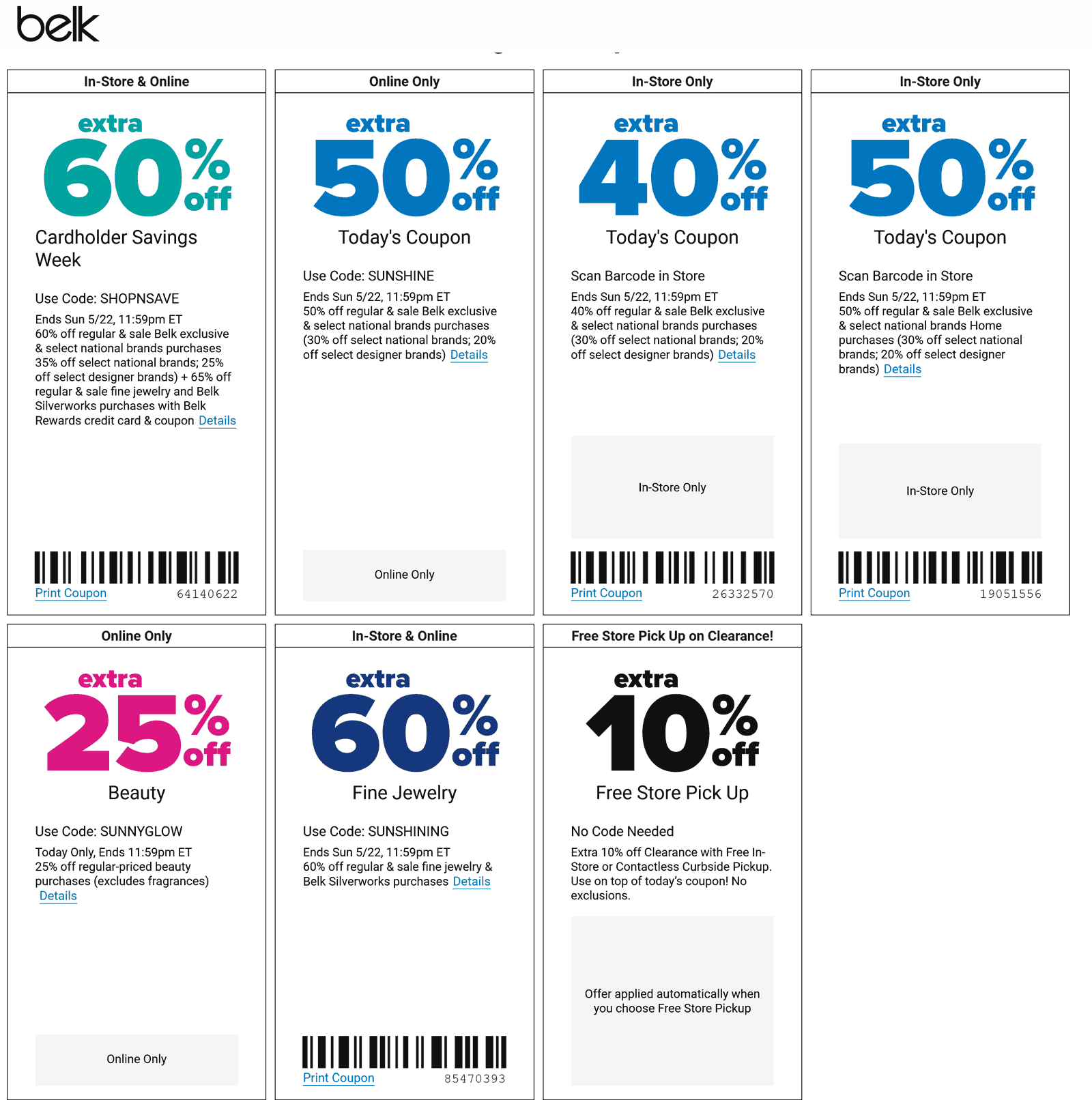Belk stores Coupon  Extra 50% off & more at Belk, or online via promo code SUNSHINE #belk 