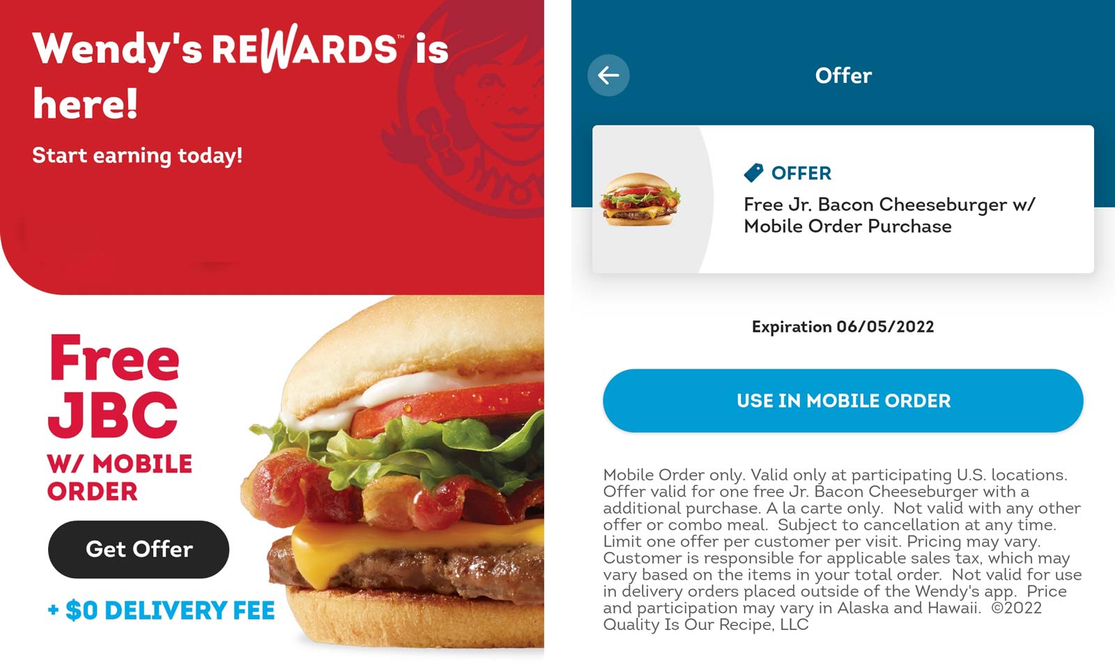 Wendys restaurants Coupon  Free junior bacon cheeseburger via mobile order rewards loggedin at Wendys #wendys 