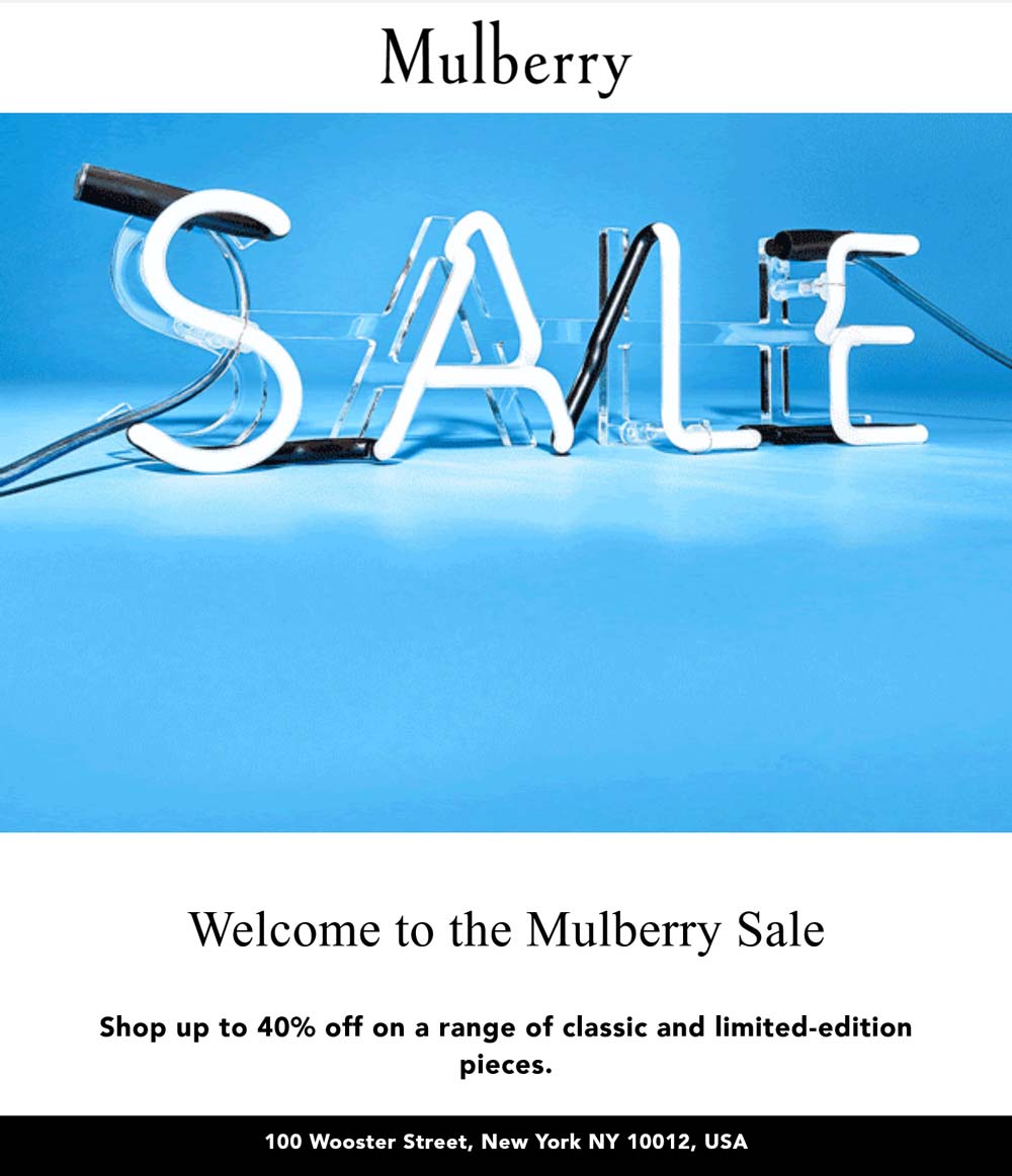 Mulberry stores Coupon  40% off going on at Mulberry #mulberry 