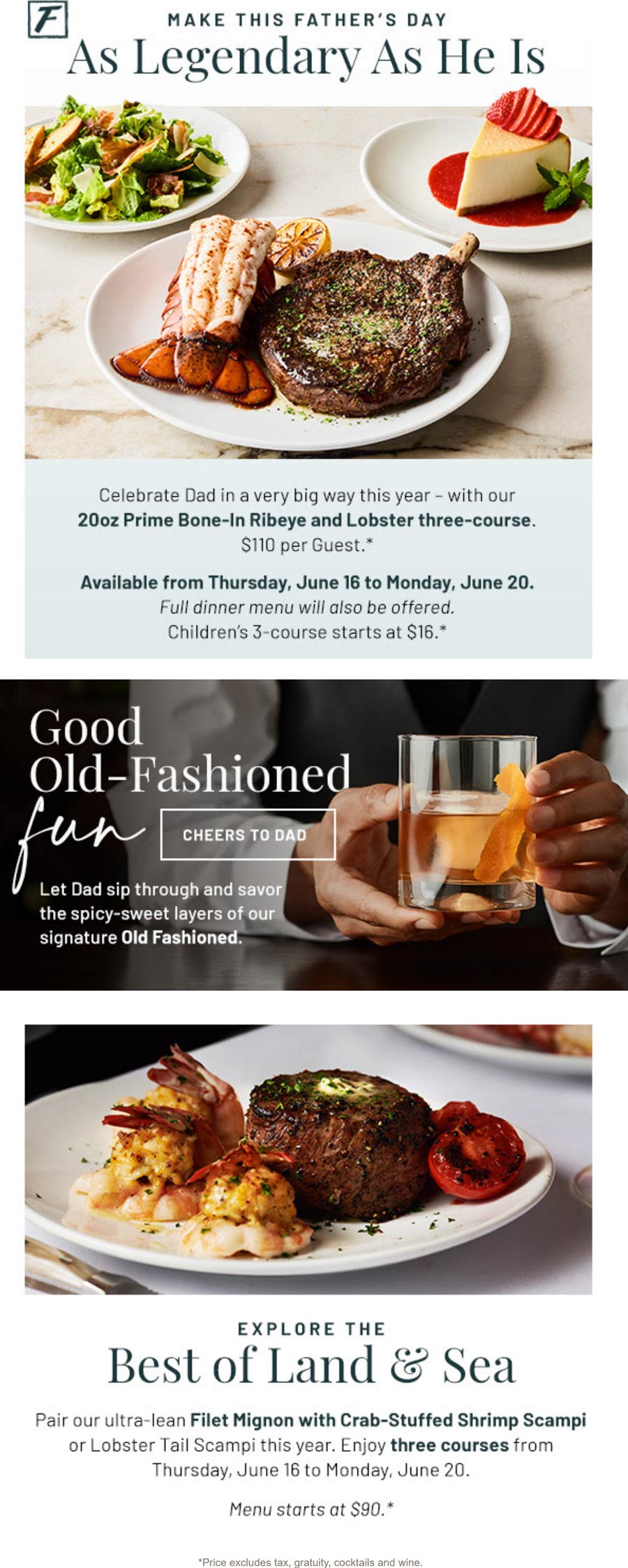 Flemings restaurants Coupon  Fathers day 20oz ribeye steak + lobster 3-course meal = $110 at Flemings steakhouse #flemings 