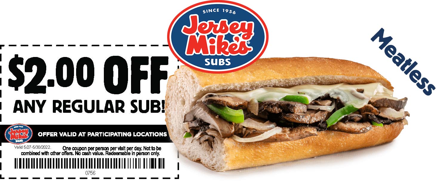 Jersey Mikes restaurants Coupon  $2 off any sub sandwich at Jersey Mikes #jerseymikes 