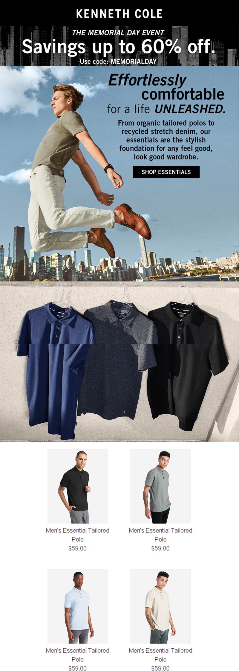 Kenneth Cole stores Coupon  60% off various at Kenneth Cole via promo code MEMORIALDAY #kennethcole 