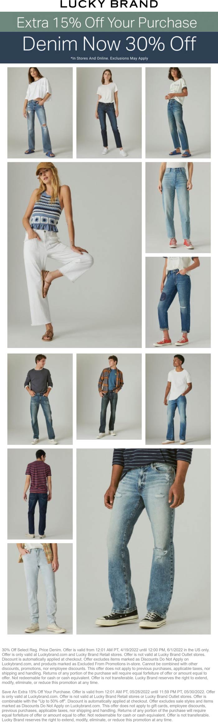 Lucky Brand stores Coupon  15-30% off at Lucky Brand #luckybrand 