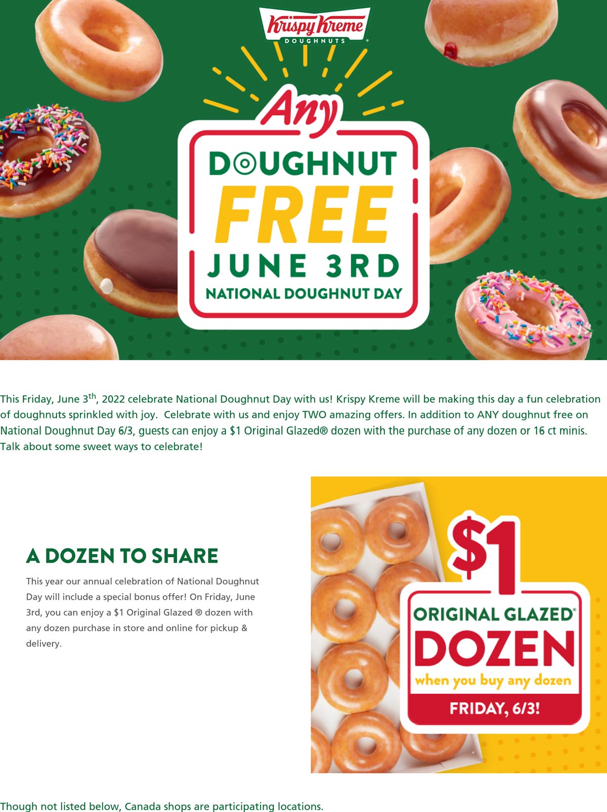Krispy Kreme restaurants Coupon  Free doughnut & more Friday at Krispy Kreme #krispykreme 