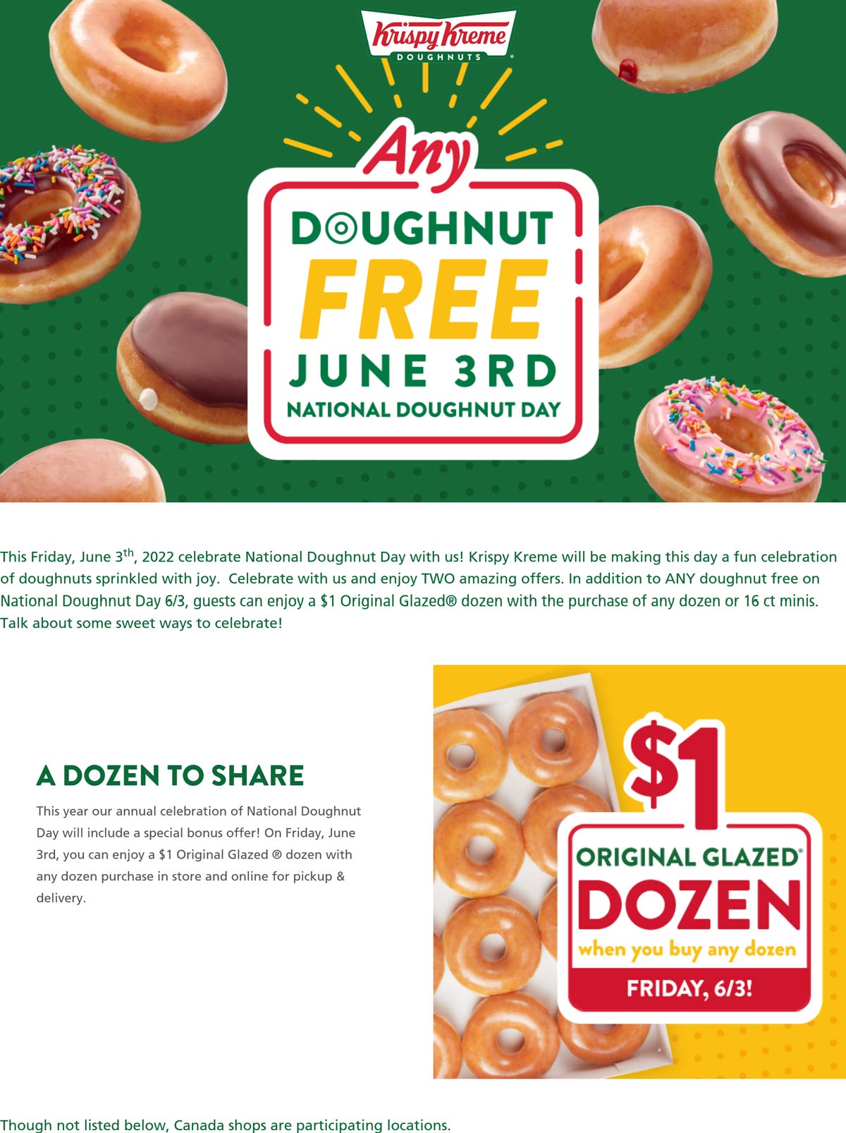 Free doughnut & more Friday at Krispy Kreme krispykreme The Coupons App®