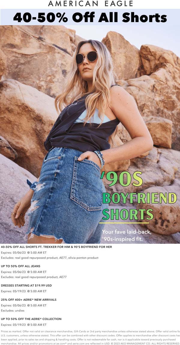 American Eagle stores Coupon  40-50% off all shorts at American Eagle #americaneagle 
